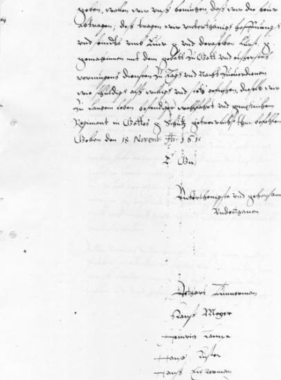 Ausschnitt aus Antrag um Steuererlaß 1615